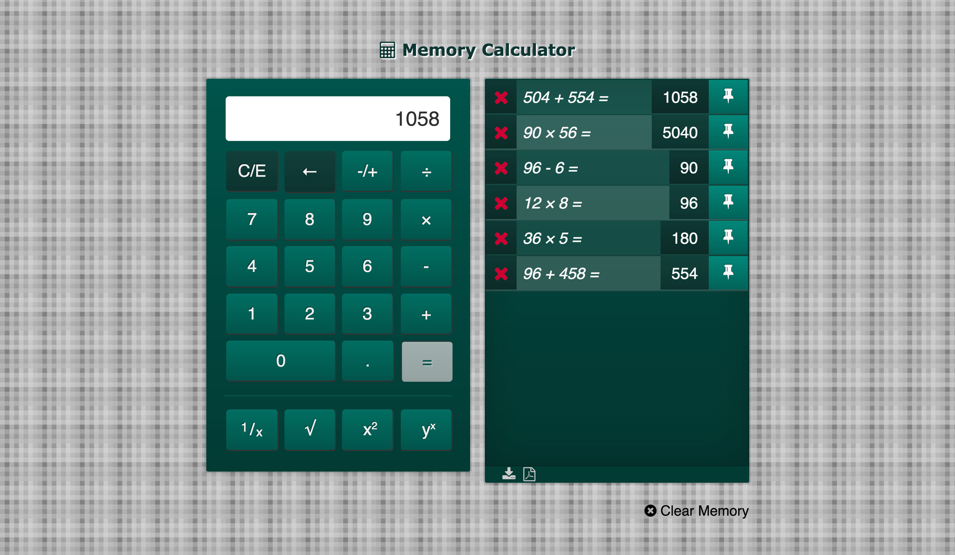 Memory Calculator  ⇤ⒻULL⇥  Screen View  🖥️
